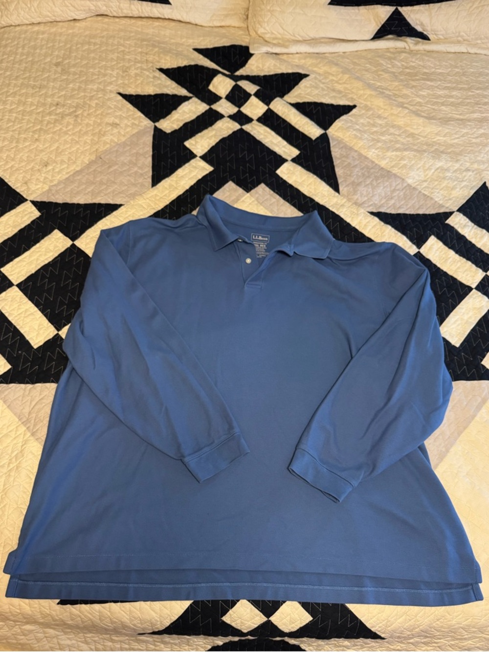 LL Bean Long Sleeve Polo - Blue - 3XL